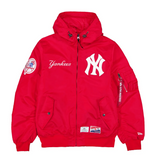 Red New York Yankees Alpha Industries X New Era L-2B Hooded Bomber Jacket