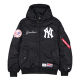 Black New York Yankees Alpha Industries X New Era L-2B Hooded Bomber Jacket