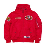 Red San Francisco 49ers Alpha Industries X New Era L-2B Hooded Bomber Jacket