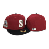 Brick Red Seattle Mariners Black Visor Gray Bottom 30th Anniversary Side Patch New Era 59Fifty Fitted