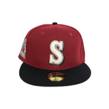 Brick Red Seattle Mariners Black Visor Gray Bottom 30th Anniversary Side Patch New Era 59Fifty Fitted