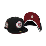 Glow In The Dark Black Seattle Mariners Burgundy Bottom 40th Anniversary Side Patch New Era 59Fifty Fitted
