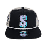 Black Seattle Mariners Stone Trucker Green Bottom 30th Anniversary Side Patch New Era Snapback