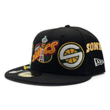 Black Seattle Supersonics Gray Bottom Hardwood Classic Patches New Era 59Fifty Fitted