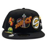 Black Seattle Supersonics Gray Bottom Hardwood Classic Patches New Era 59Fifty Fitted