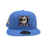 Airforce Blue Anaheim Mighty Ducks Gray Bottom "Mighty Decade" EST 1993 Side Patch New Era 59Fifty Fitted