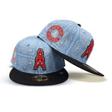 Sky Blue Paisley Houston Oilers Black Visor Green Bottom 1960 Established Side Patch New Era 59Fifty Fitted