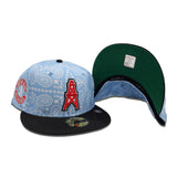 Sky Blue Paisley Houston Oilers Black Visor Green Bottom 1960 Established Side Patch New Era 59Fifty Fitted