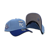 Sky Blue Kansas City Royals Royal Blue Curved Brim Gray Bottom 50th Anniversary Side Patch New Era 9fifty A-Frame Snapback