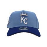 Sky Blue Kansas City Royals Royal Blue Curved Brim Gray Bottom 50th Anniversary Side Patch New Era 9fifty A-Frame Snapback