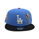 Airforce Blue Los Angeles Dodgers Palm Tree Black Visor Gray Bottom 50th Anniversary Side Patch New Era 9Fifty Snapback