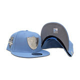 Sky Blue Las Vegas Raiders Gray Bottom 2020 Inaugural Season New Era Silver Metal Badge 9Fifty Snapback