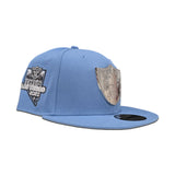Sky Blue Las Vegas Raiders Gray Bottom 2020 Inaugural Season New Era Silver Metal Badge 9Fifty Snapback