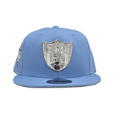 Sky Blue Las Vegas Raiders Gray Bottom 2020 Inaugural Season New Era Silver Metal Badge 9Fifty Snapback