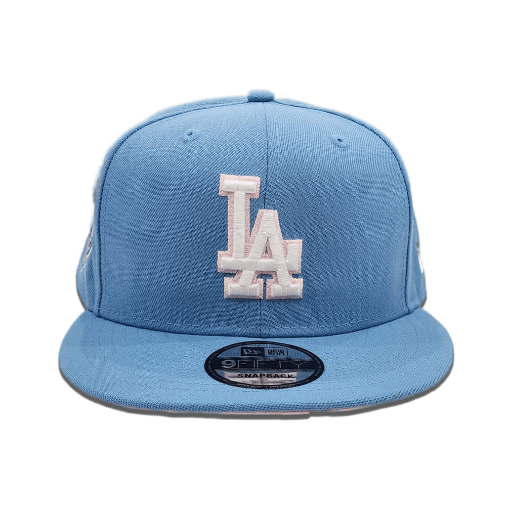 Los Angeles Dodgers New Era Sky Blue/Pink Bottom With 50TH Anniversary  Patch On Side 9FIFTY Adjustable Snapback Hat