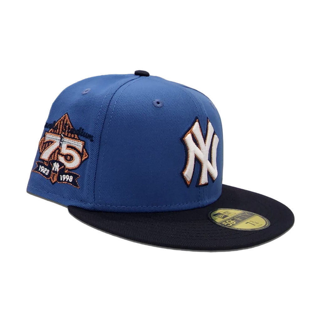 Indigo Blue New York Yankees Navy Blue Visor Gray Bottom 27th Anniversary Side Patch New Era 59Fifty Fitted