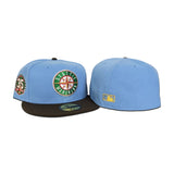 Sky Blue Seattle Mariners Brown Visor Gray Bottom 35th Anniversary Side Patch New Era 59Fifty Fitted