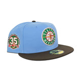 Sky Blue Seattle Mariners Brown Visor Gray Bottom 35th Anniversary Side Patch New Era 59Fifty Fitted