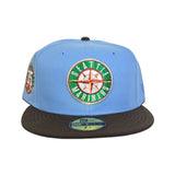 Sky Blue Seattle Mariners Brown Visor Gray Bottom 35th Anniversary Side Patch New Era 59Fifty Fitted