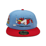 Sky Blue St. Louis Cardinals Mascot Logo Red Visor Pink Bottom Final Season New Era 59Fifty Fitted