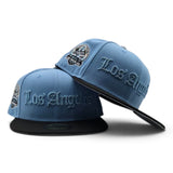 Sky Blue Los Angeles Dodgers Black Visor Gray Bottom 60th Anniversary Side Patch New Era 59Fifty Fitted