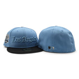 Sky Blue Los Angeles Dodgers Black Visor Gray Bottom 60th Anniversary Side Patch New Era 59Fifty Fitted