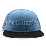 Sky Blue Los Angeles Dodgers Black Visor Gray Bottom 60th Anniversary Side Patch New Era 59Fifty Fitted
