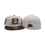 Stone Anaheim Mighty Ducks Brown Visor Gray Bottom 30th Anniversary Side Patch New Era 59Fifty Fitted