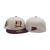Stone Anaheim Mighty Ducks Burgundy Visor Gray Bottom 2007 Stanley Cup Champions Side Patch New Era 59Fifty Fitted
