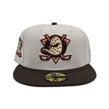 Stone Anaheim Mighty Ducks Brown Visor Gray Bottom 30th Anniversary Side Patch New Era 59Fifty Fitted