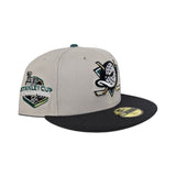 Stone Anaheim Mighty Ducks Graphite Visor Green Bottom 2007 Stanley Cup Champions Side Patch New Era 59Fifty Fitted