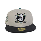 Stone Anaheim Mighty Ducks Graphite Visor Green Bottom 2007 Stanley Cup Champions Side Patch New Era 59Fifty Fitted