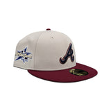 Stone Atlanta Braves Burgundy Visor Gray Bottom 2025 All Star Game Side Patch New Era 59Fifty Fitted