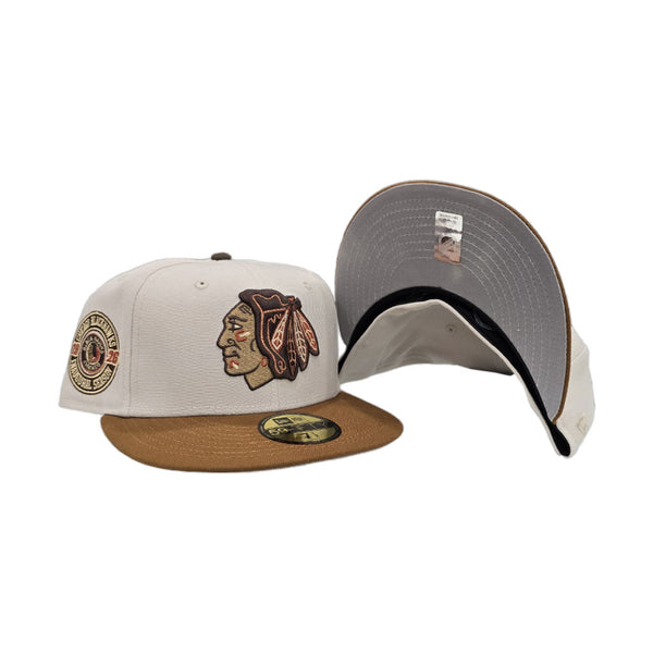 Stone Chicago Blackhawks Toasted Peanut Visor Gray Bottom 1926 Inaugur ...