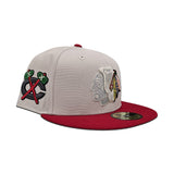 Stone Chicago Blackhawks Red Visor Green Bottom Chicago Logo Side Patch New Era 59Fifty Fitted