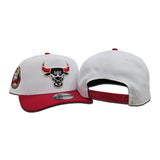 White Chicago Bulls Curved Red Brim Gray Bottom 6X Champs Side Patch New Era 9Fifty A-Frame Snapback