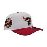 White Chicago Bulls Curved Red Brim Gray Bottom 6X Champs Side Patch New Era 9Fifty A-Frame Snapback