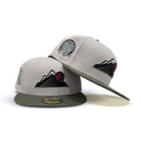 Stone Colorado Rockies Olive Green Visor Gray Bottom 30th Anniversary Side Patch New Era 59Fifty Fitted