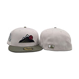 Stone Colorado Rockies Olive Green Visor Gray Bottom 30th Anniversary Side Patch New Era 59Fifty Fitted