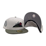 Stone Colorado Rockies Olive Green Visor Gray Bottom 30th Anniversary Side Patch New Era 59Fifty Fitted