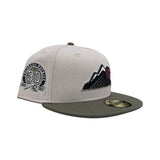 Stone Colorado Rockies Olive Green Visor Gray Bottom 30th Anniversary Side Patch New Era 59Fifty Fitted