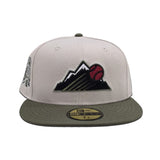 Stone Colorado Rockies Olive Green Visor Gray Bottom 30th Anniversary Side Patch New Era 59Fifty Fitted