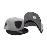 Gray Las Vegas Raiders Black Visor Pro Bowl Side Patch New Era Metal Badge 9Fifty Snapback