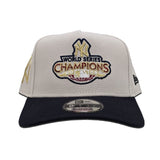 Stone New York Yankees 2009 World Series Champions Curved Navy Blue Brim Gray Bottom Team Logo Side Patch New Era A-Frame 9Fifty Snapback