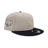 Stone New York Yankees Statue of Liberty Navy Blue Visor Gray Bottom 2009 World Series Side Patch New Era 9Fifty Snapback