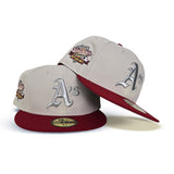 Stone Oakland Athletics Red Visor Gray Bottom World Series Battle of The Bay Side Patch New Era 59Fifty Fitted