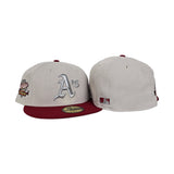 Stone Oakland Athletics Red Visor Gray Bottom World Series Battle of The Bay Side Patch New Era 59Fifty Fitted