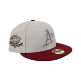 Stone Oakland Athletics Red Visor Gray Bottom World Series Battle of The Bay Side Patch New Era 59Fifty Fitted