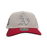 Stone Oakland Athletics Red Curved Brim Gray Bottom Oakland Coliseum Side Patch New Era 9Forty Snapback