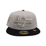 Stone San Francisco 49ers Black Visor Gray Bottom Back to Back World Champions Side Patch New Era 59Fifty Fitted